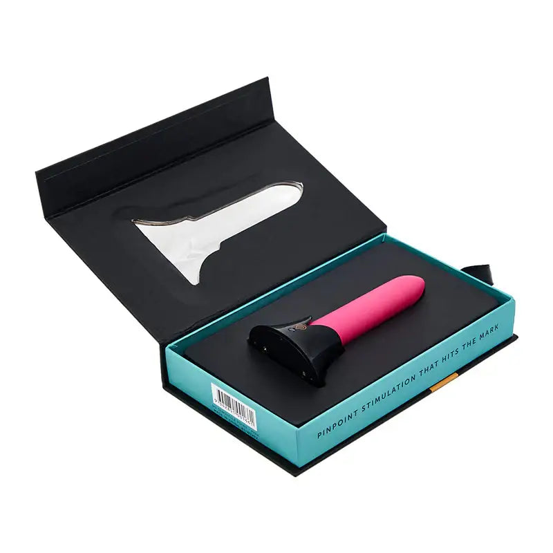 Nu Sensuelle Point Bullet: Pink and black massager in teal and black retail box