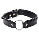 Black leather ring collar with metal studs, perfect fit for sensitive skin