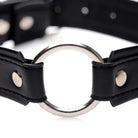 Black leather ring collar with metal attachment for perfect fit and sensitive skin