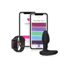 OhMiBod LUMEN Vibrating Plug – Black silicone, ribbed texture, LED lights, and remote app