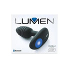 OhMiBod LUMEN vibrating plug with Bluetooth, ribbed shaft, smooth end, and blue button