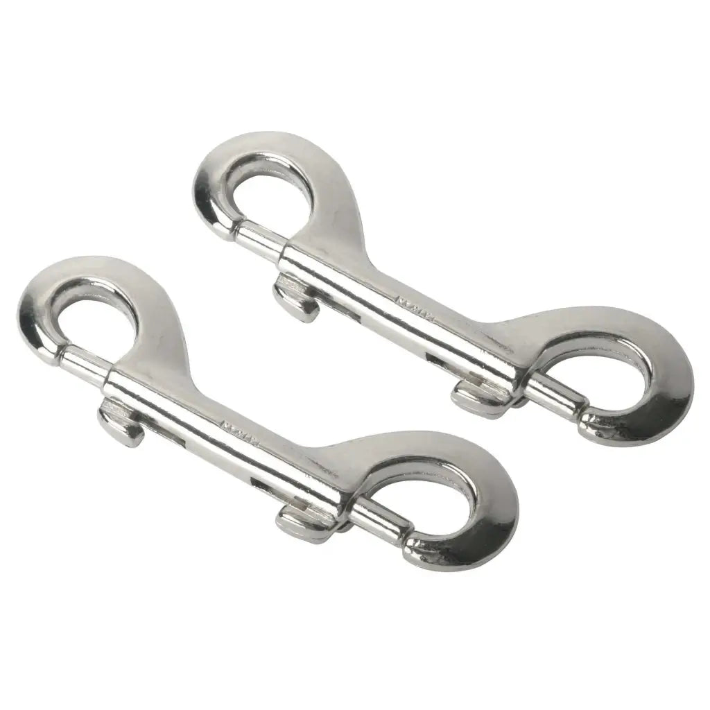 Stainless steel double-ended snap hooks from the On Your Knees Bondage Kit