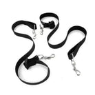 Black nylon dog leash with metal clips from the On Your Knees Bondage Kit