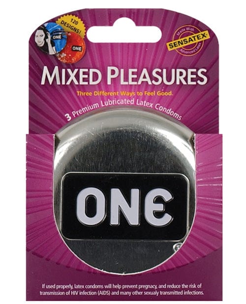 One Condoms 3 One Mixed Pleasures Variety Pack of Condoms at the Haus of Shag