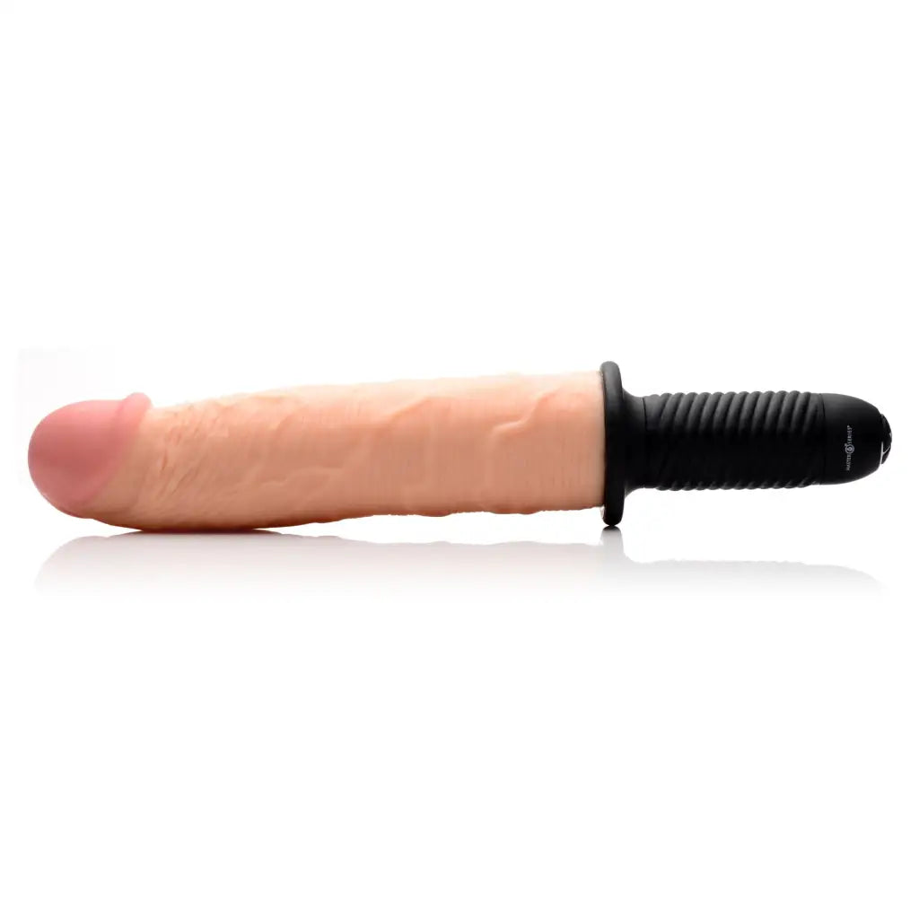 Master Series Realistic Vibrator Onslaught 13 Mode Xxl Vibrating Giant Dildo Thruster - Flesh at the Haus of Shag