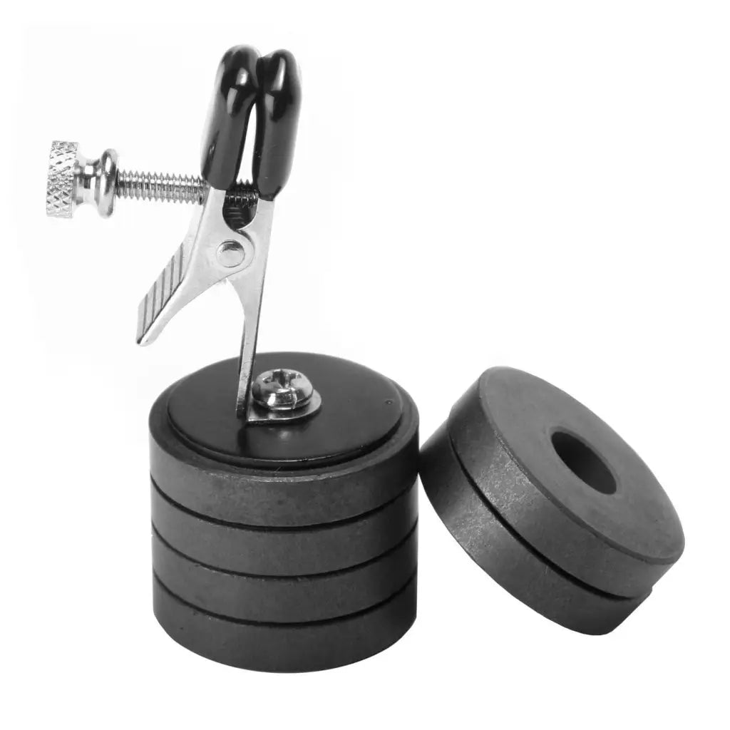 Onus Nipple Clip Wmagnet Weights with Black Rubber Wheel Hubs and Screws