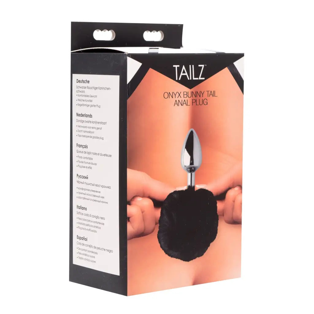 Tailz Tail Plug Black Onyx Bunny Tail Anal Plug at the Haus of Shag