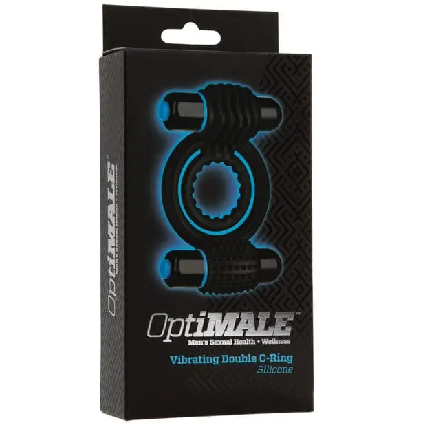 Doc Johnson Penis Enhancement Optimale Vibrating Double C Ring - Black at the Haus of Shag