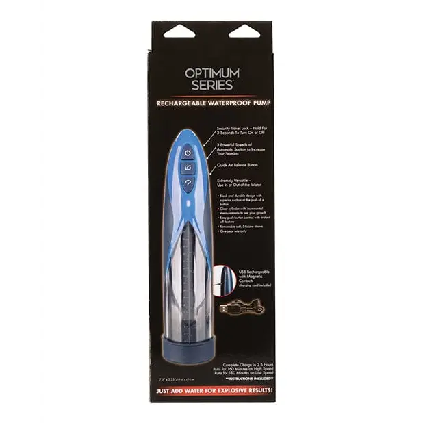 CalExotics Penis Enhancement Optimum Series Rechargeable Waterproof Pump - Blue at the Haus of Shag