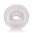 Clear silicone stroker pump sleeve from Optimum Series with central hole for a perfect fit