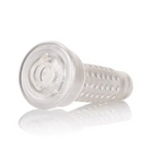 Optimum Series Stroker Pump Sleeve: Clear cylindrical object with textured grip and flat top