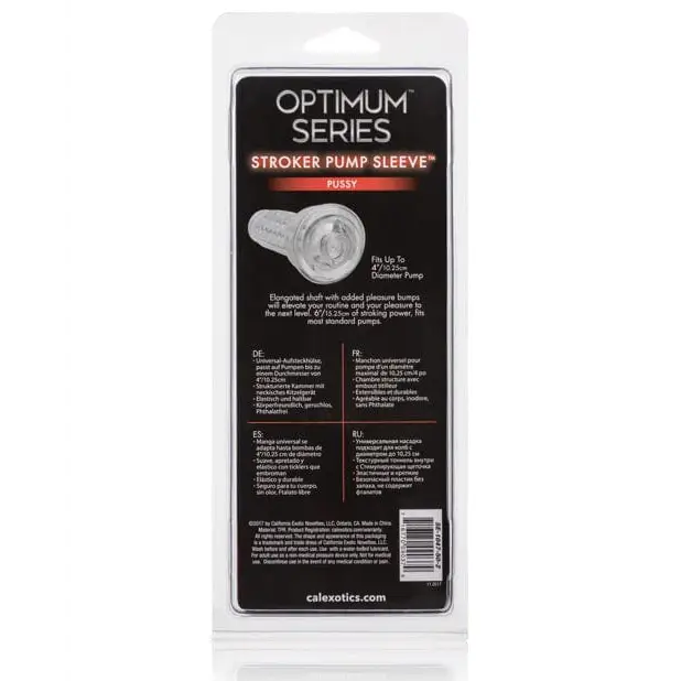 Optimum Series Stroker Pump Sleeve ’Pussy’ variety packaged, stroker pump sleeve product