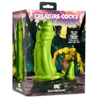 Close-up of Orc Silicone Dildo with suction cup base for dual stimulation