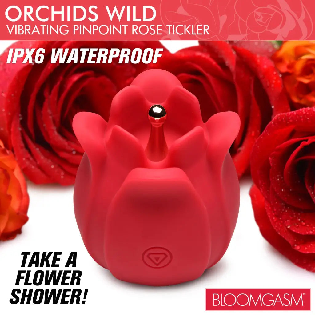 Orchids Wild Vibrating Pinpoint Rose Tickler - Red - Stimulators