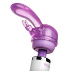 Purple rabbit-shaped vibrator attachment with curved design for original rabbit dual stimulation