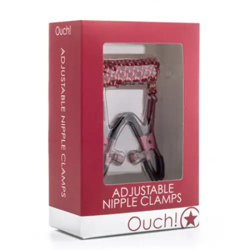 Ouch! Adjustable Metal Nipple Clamps With Chain Red - Nipple Clamp