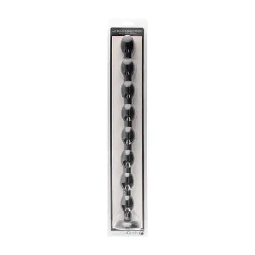 Black and white metal door handle featured with Ouch! Ass 19.5 in. Beaded Snake Dildo Black