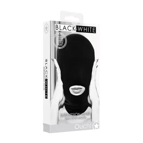 Ouch! Black & White Submission Mask With Open Mouth Black - Mask