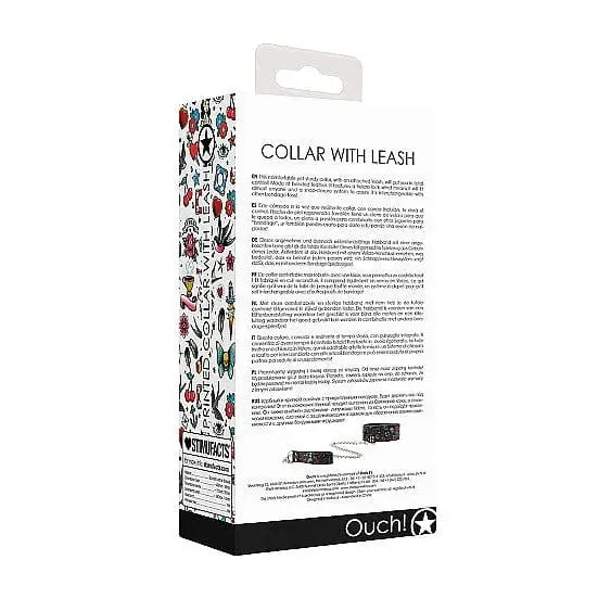 Ouch! Collar with Leash - Old School Tattoo Printed Design, colorful and detailed packaging