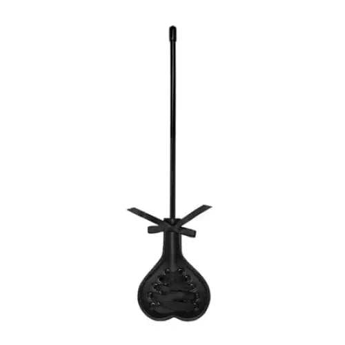 Heart-shaped leather paddle with black lace handle - Ouch! Crop Heart Black with Black Lace