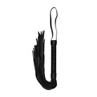 Black leather flogger with diamond pattern luxury whip design and looped handle - OUCH!