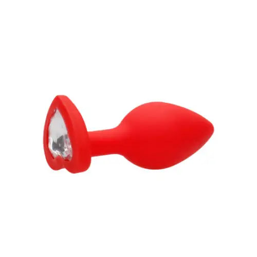 Ouch! Flexible Silicone Diamond Heart Butt Plug - Large / Red - Butt Plug