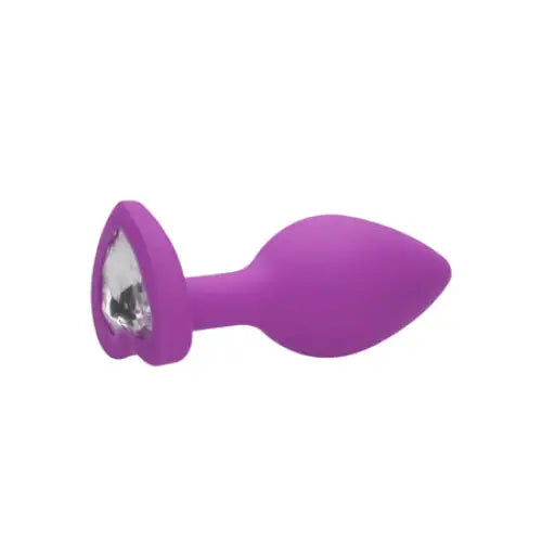 Ouch! Flexible Silicone Diamond Heart Butt Plug - Regular / Purple - Butt Plug