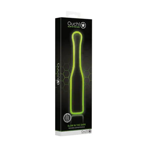 Ouch! Glow in the Dark Bonded Leather Paddle Neon Green - Paddle