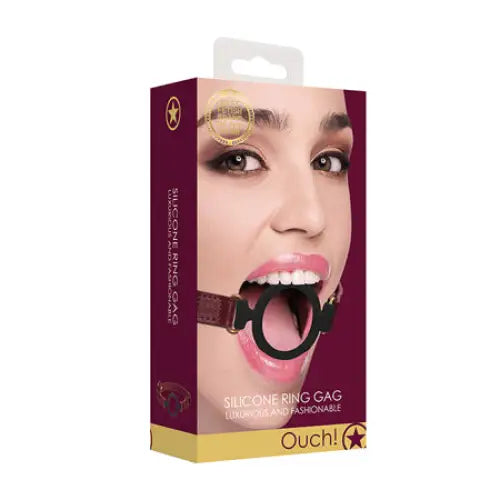 Ouch! Halo Adjustable Silicone Ring Gag Burgundy - Ball Gag