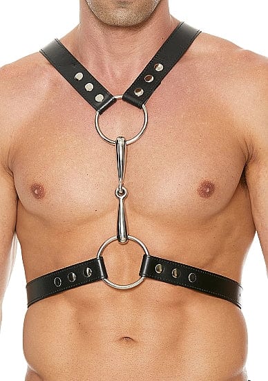Ouch! Harness One Size Fits Most / Black Ouch! Men's Harness With Metal Bit at the Haus of Shag