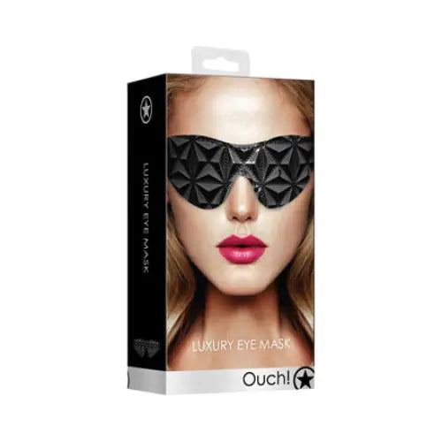 Ouch! Luxury Diamond-Patterned Eye Mask Blindfold Black - Blindfold