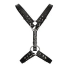 Ouch! Men’s Harness With Metal Bit: Black Leather with Rings & Studs for a Bold Look