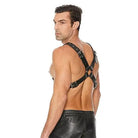 Ouch! Men’s Large Buckle Harness on a man’s bare upper body, perfect for bold style