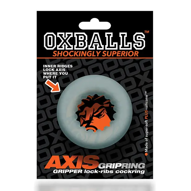 Oxballs Axis Rib Griphold Cockring Clear Ice with Shockly Superior Plus+Silicone Gripper