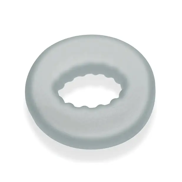 Oxballs Axis Rib Griphold Cockring Clear Ice in soft plus+silicone on white background