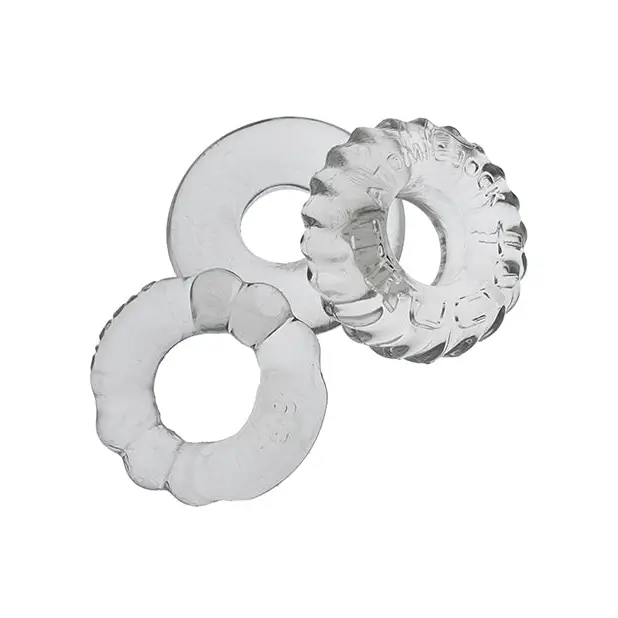 OxBalls Bonemaker 3-Pack Boner Cockring Kit FLEXtpr Pool Blue - Clear - Cock Ring