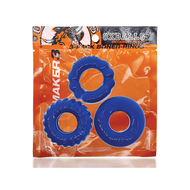 OxBalls Bonemaker 3-Pack Boner Cockring Kit FLEXtpr Pool Blue - Cock Ring