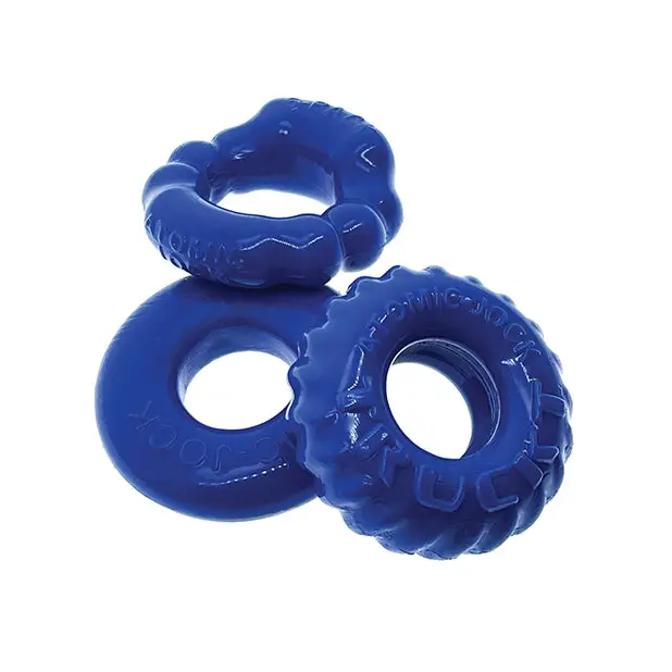 OxBalls Bonemaker 3-Pack Boner Cockring Kit FLEXtpr Pool Blue - Pool Blue - Cock Ring