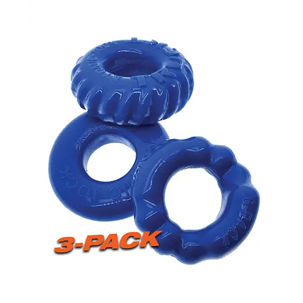 OxBalls Bonemaker 3-Pack Boner Cockring Kit FLEXtpr Pool Blue - Cock Ring