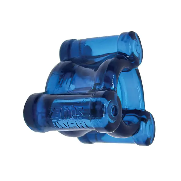 OxBalls Heavy Squeeze Weighted Squeeze Ballstretcher With 3 Stainless Steel Weights Space Blue - Cock Ring