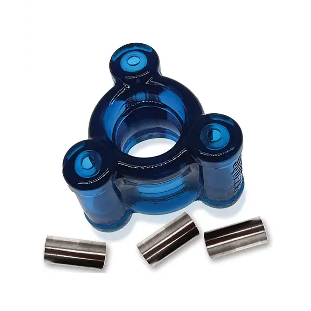 OxBalls Heavy Squeeze Weighted Squeeze Ballstretcher With 3 Stainless Steel Weights Space Blue - Cock Ring