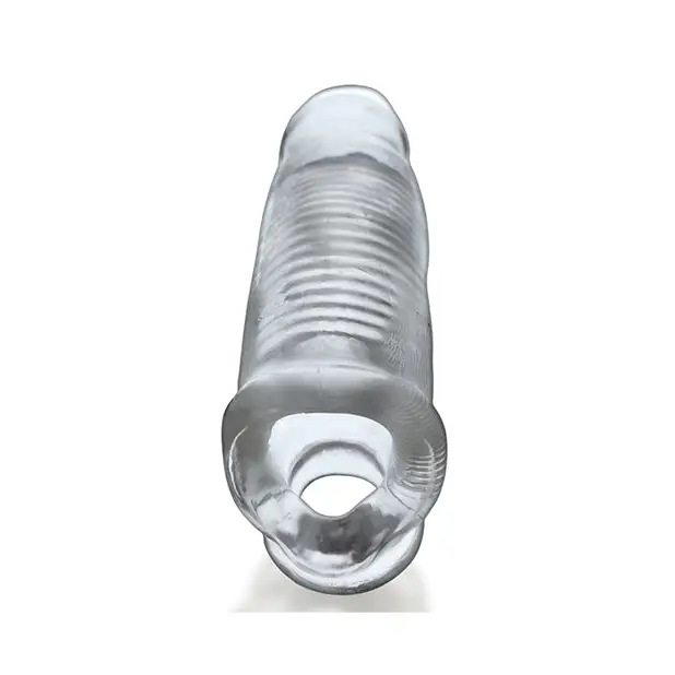 Clear plastic water bottle with ridges and open mouth, sold by Oxballs Hulk Cocksheath