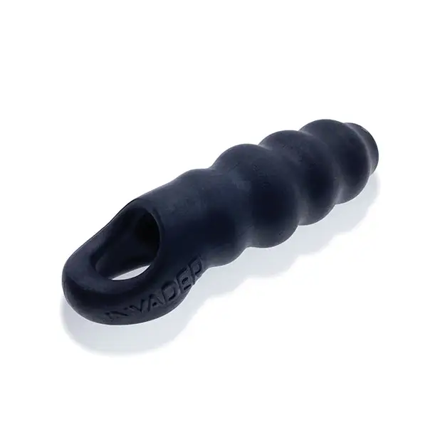 Black silicone Oxballs Invader Cocksheath Black Ice with open-ended shaft circumference