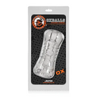 OxBalls Jerk clear plastic masturbation sleeve with textured interior in retail packaging