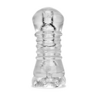 OxBalls Jerk Clear: Elegantly designed glass salt or pepper shaker with rounded top and ribbed body