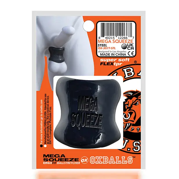 Oxballs Mega Squeeze Ergofit Ballstretcher Black - Cock Ring