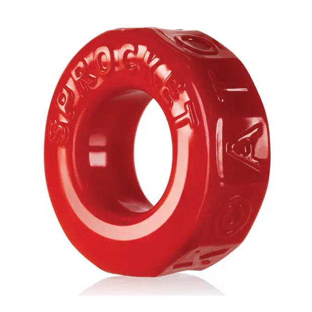 OxBalls Sprocket Cockring Ice Blue - Red - Cock Ring