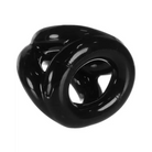 Black glossy abstract sculpture with curved forms - OxBalls Tri-Sport Cocksling, Clear