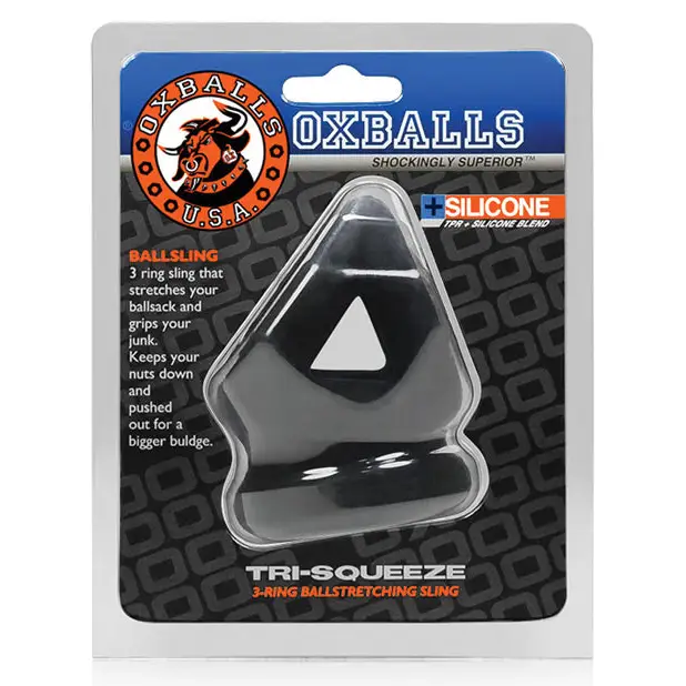 OxBalls TRI-SQUEEZE cocksling/ballstretcher - Black - Cock Ring