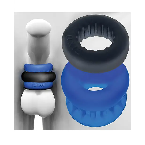 Oxballs Ultracore Core Ballstretcher with Axis Ring in blue and black silicone